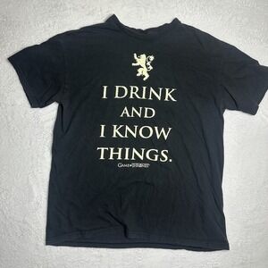 Game of Thrones T-Shirt I Drink And I Know Things Tyrion Lannister Lion Men's XL